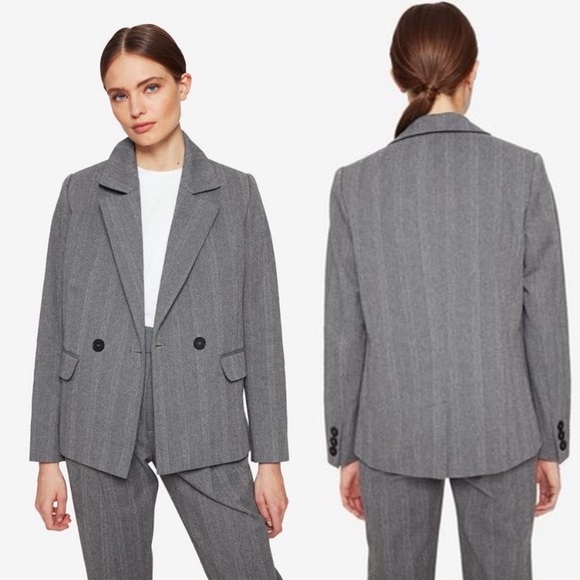 NWT ANINE BING Gray Herringbone Becky Blazer Small S - Picture 1 of 9